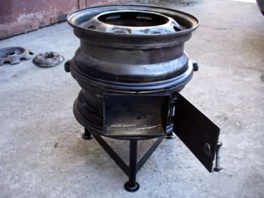 Печка из автомобильных колесных дисков своими руками в домашних условиях: для барбекю и для казана