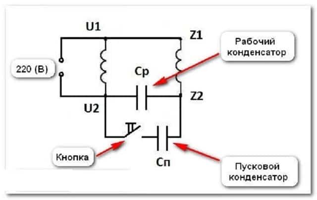 Схемы подключения электродвигателей к сети переменного тока 220 вольт